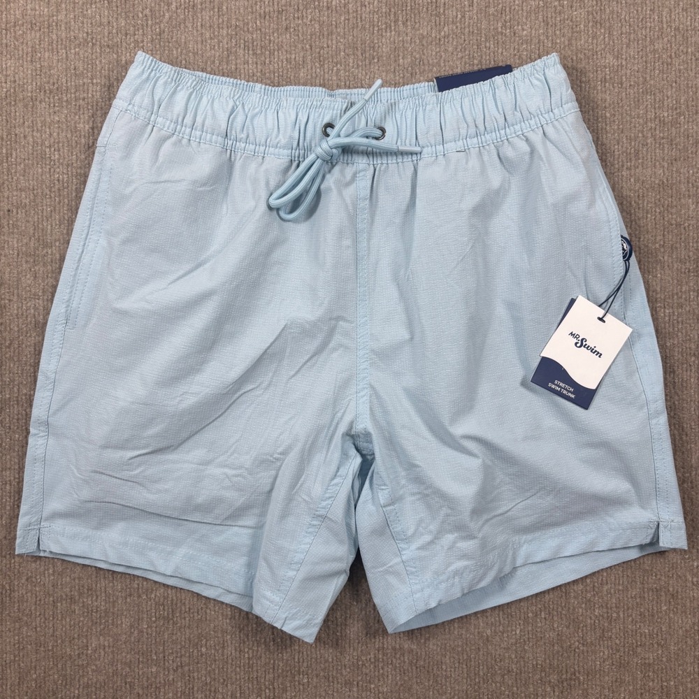 Mr. Swim Baby Blue Solid Stretch Compression Swim Trunks Men's Size Small NWT